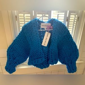 S/M unworn Hope Macaulay Block Cobalt Blue Colossal Knit Jacket